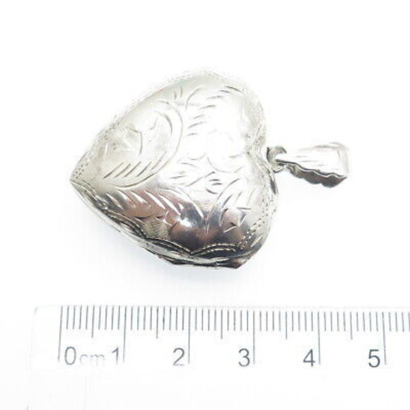 CHARLES WINSTON 925 Sterling Silver Vintage Engraved Heart Locket Pendant - Picture 3 of 7